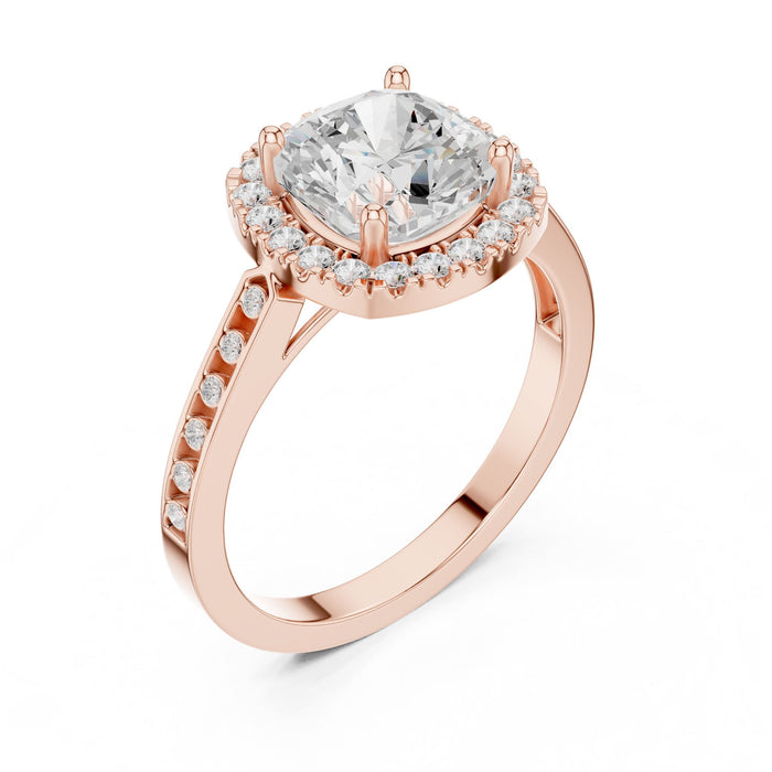 Cushion Lab Grown Diamond Halo Engagement Ring rose gold video