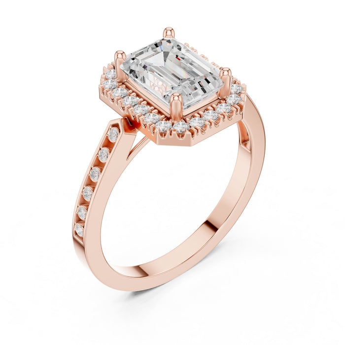 Emerald Lab Grown Diamond Halo Engagement Ring rose gold video