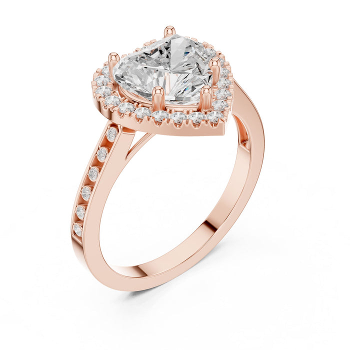 Heart Lab Grown Diamond Halo Engagement Ring rose gold video