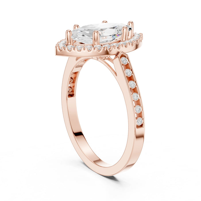Marquise Lab Grown Diamond Halo Engagement Ring yellow gold video