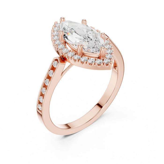 Marquise Lab Grown Diamond Halo Engagement Ring rose gold video