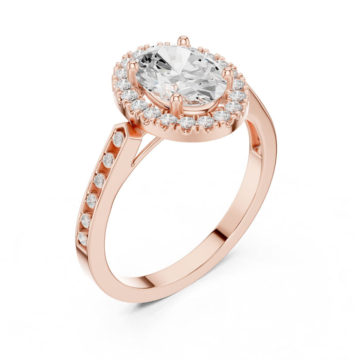 Oval Lab Grown Diamond Halo Engagement Ring rose gold video