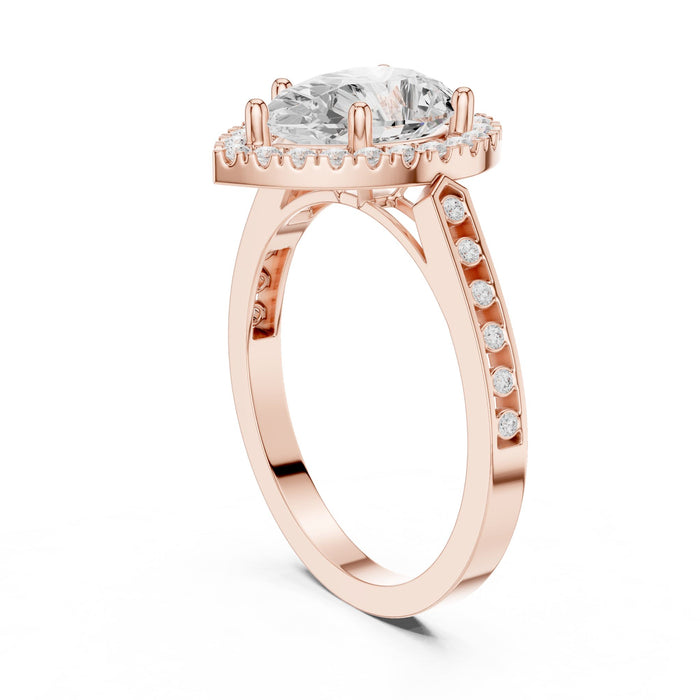 Pear Lab Grown Diamond Halo Engagement Ring yellow gold video
