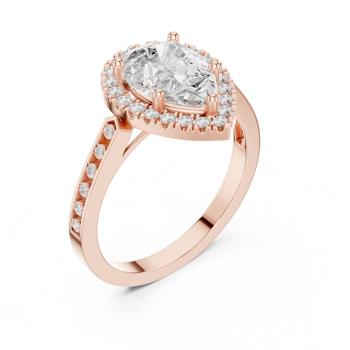 Pear Lab Grown Diamond Halo Engagement Ring rose gold video