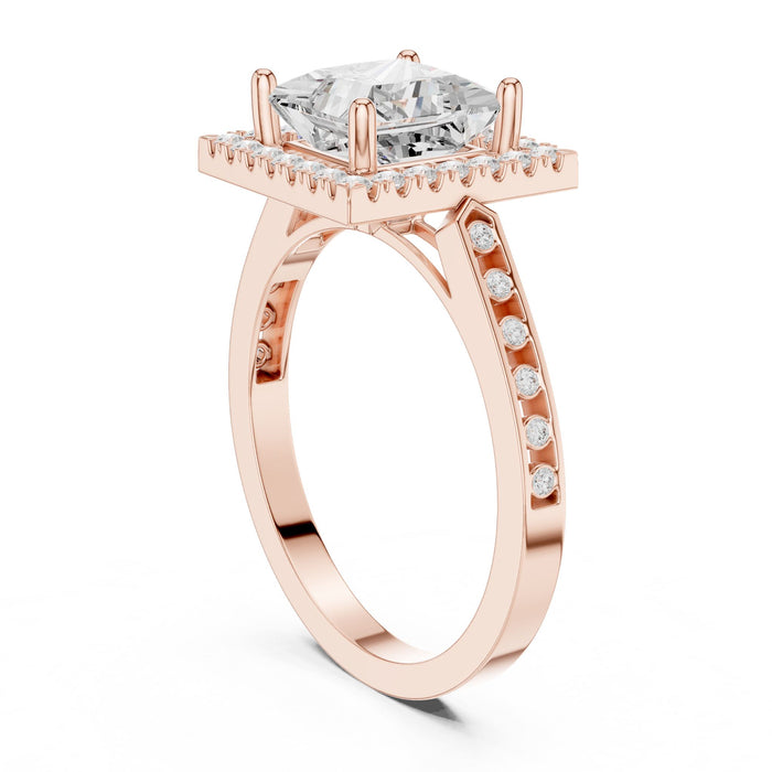 Princess Lab Grown Diamond Halo Engagement Ring yellow gold video
