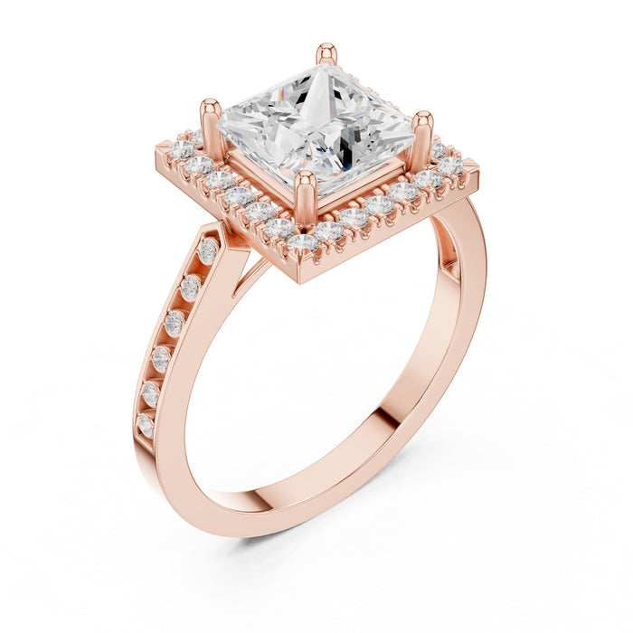 Princess Lab Grown Diamond Halo Engagement Ring rose gold video