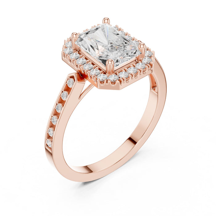Emerald Lab Grown Diamond Halo Engagement Ring rose gold video
