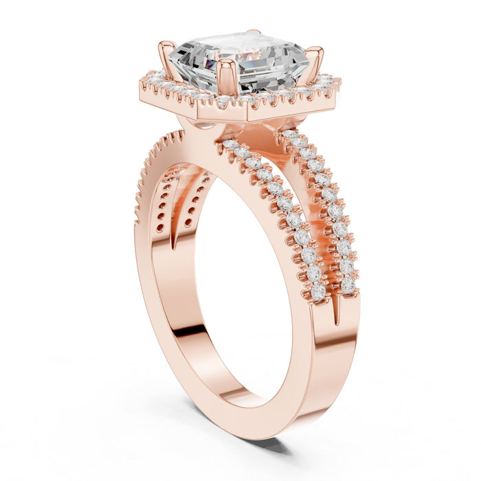 Asscher Lab Grown Diamond Halo Engagement Ring yellow gold video
