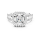 Asscher Lab Grown Diamond Halo Engagement Ring