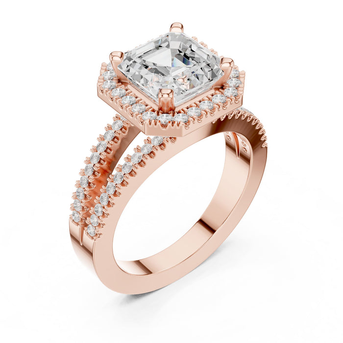 Asscher Lab Grown Diamond Halo Engagement Ring rose gold video
