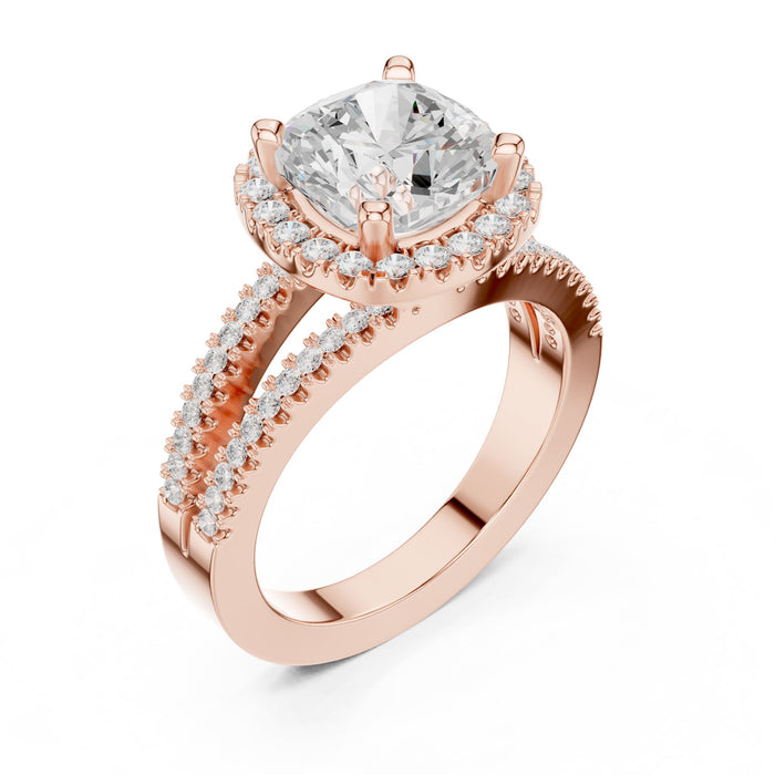 Cushion Lab Grown Diamond Halo Engagement Ring rose gold video