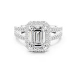 Emerald Lab Grown Diamond Halo Engagement Ring