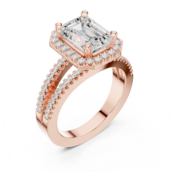 Emerald Lab Grown Diamond Halo Engagement Ring rose gold video