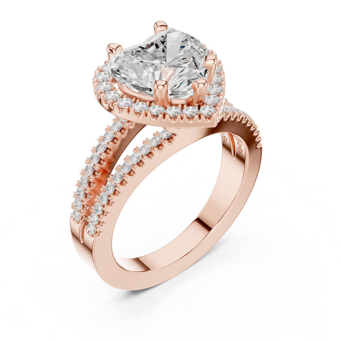Heart Lab Grown Diamond Halo Engagement Ring rose gold video