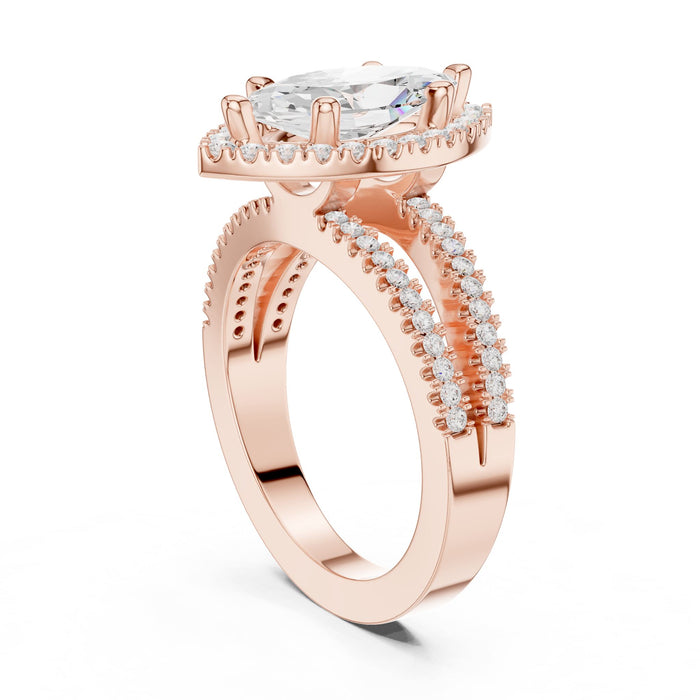 Marquise Lab Grown Diamond Halo Engagement Ring yellow gold video