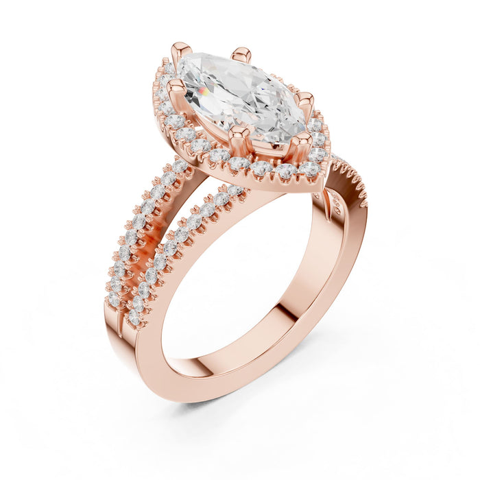 Marquise Lab Grown Diamond Halo Engagement Ring rose gold video