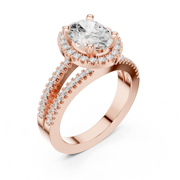 Oval Lab Grown Diamond Halo Engagement Ring rose gold video