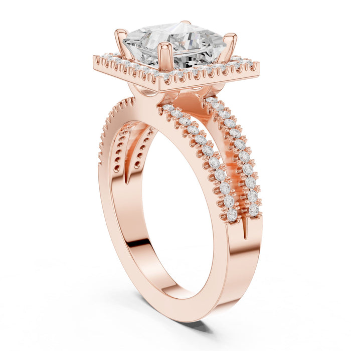 Princess Lab Grown Diamond Halo Engagement Ring yellow gold video