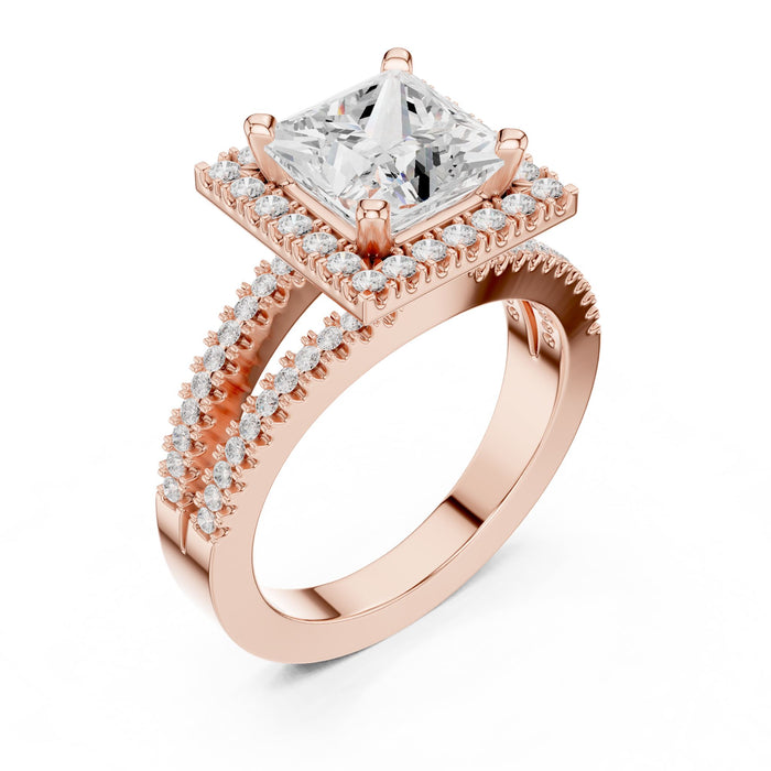 Princess Lab Grown Diamond Halo Engagement Ring rose gold video