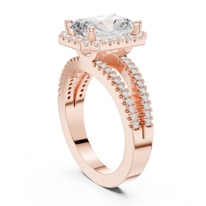 Emerald Lab Grown Diamond Halo Engagement Ring yellow gold video