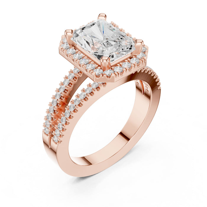 Emerald Lab Grown Diamond Halo Engagement Ring rose gold video