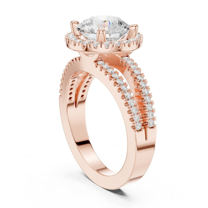 Round Lab Grown Diamond Halo Engagement Ring yellow gold video