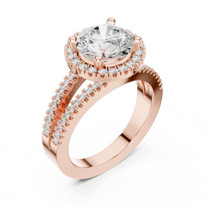 Round Lab Grown Diamond Halo Engagement Ring rose gold video