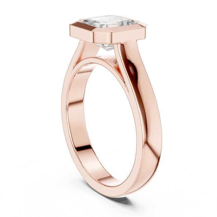 Asscher Lab Grown Diamond Bezel Engagement Ring yellow gold video