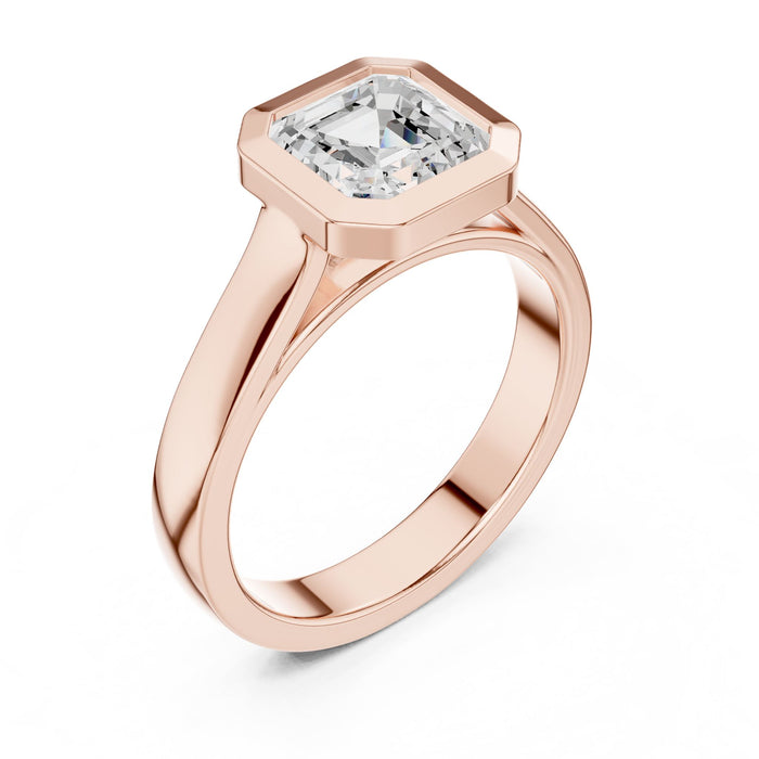 Asscher Lab Grown Diamond Bezel Engagement Ring rose gold video