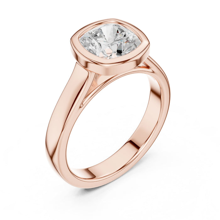 Cushion Lab Grown Diamond Bezel Engagement Ring rose gold video