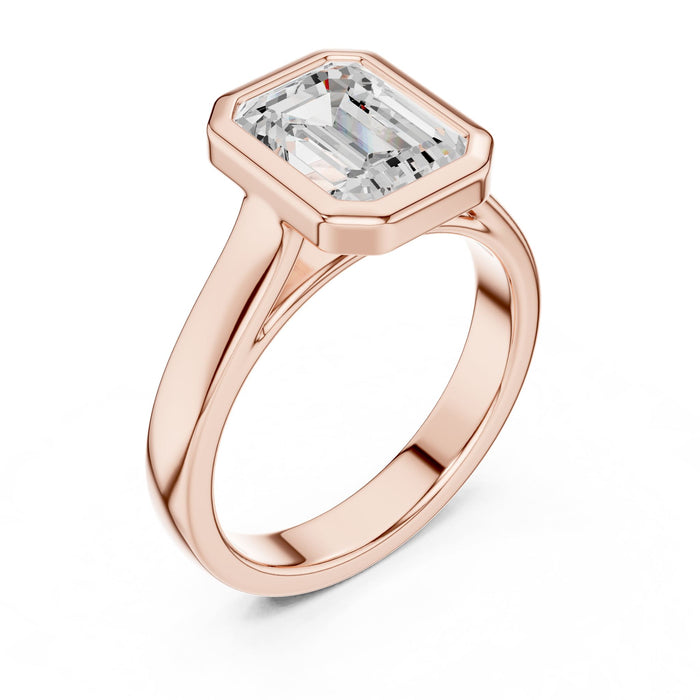 Emerald Lab Grown Diamond Bezel Engagement Ring rose gold video