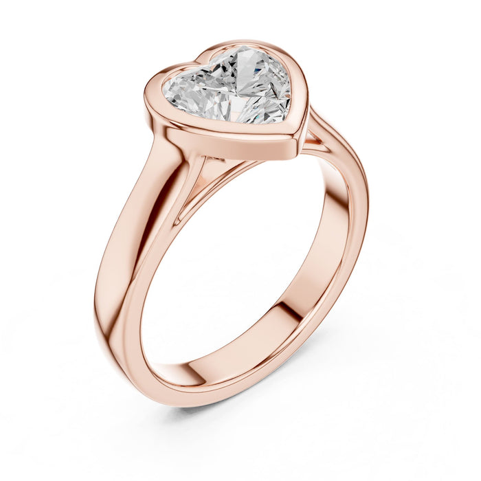 Heart Lab Grown Diamond Bezel Engagement Ring rose gold video