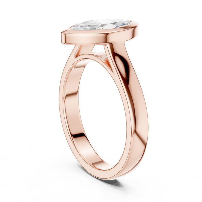 Marquise Lab Grown Diamond Bezel Engagement Ring yellow gold video