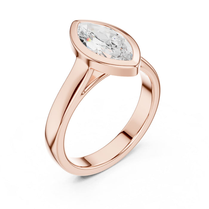 Marquise Lab Grown Diamond Bezel Engagement Ring rose gold video