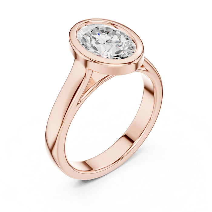 Oval Lab Grown Diamond Bezel Engagement Ring rose gold video