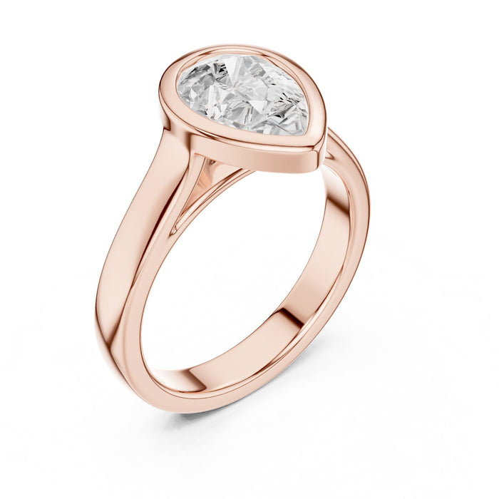 Pear Lab Grown Diamond Bezel Engagement Ring rose gold video