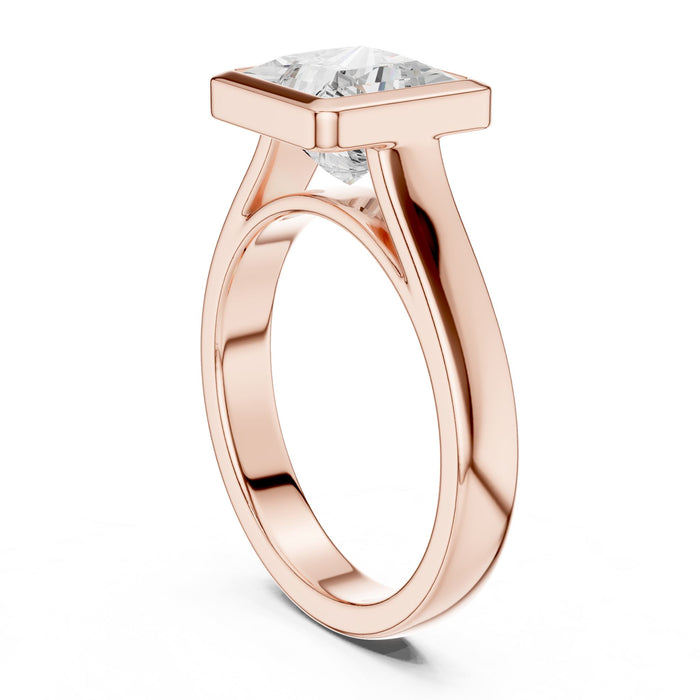Princess Lab Grown Diamond Bezel Engagement Ring yellow gold video