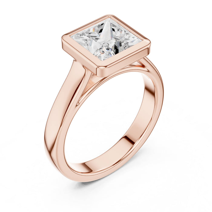 Princess Lab Grown Diamond Bezel Engagement Ring rose gold video