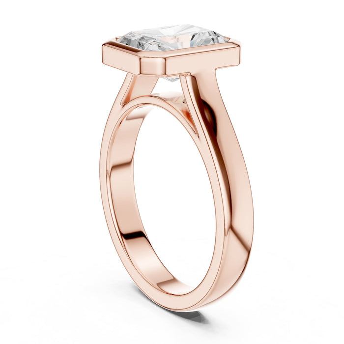 Radiant Lab Grown Diamond Bezel Engagement Ring yellow gold video