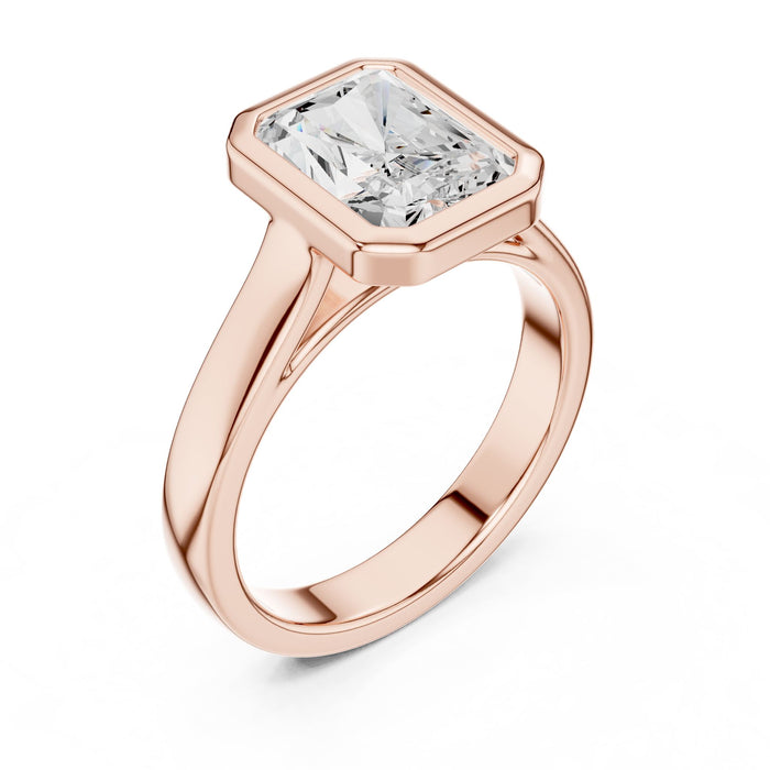 Radiant Lab Grown Diamond Bezel Engagement Ring rose gold video