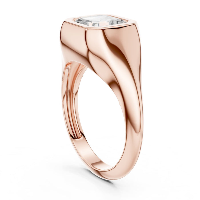 Asscher Lab Grown Diamond Bezel Engagement Ring yellow gold video