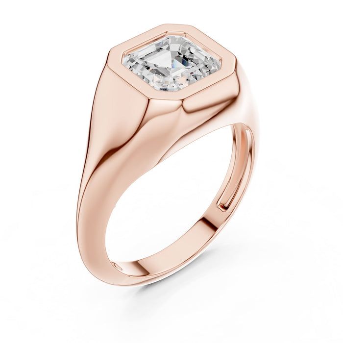 Asscher Lab Grown Diamond Bezel Engagement Ring rose gold video