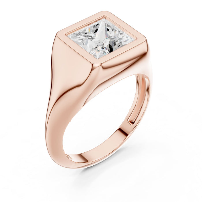 Princess Lab Grown Diamond Bezel Engagement Ring rose gold video