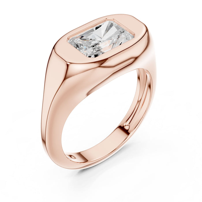 Emerald Lab Grown Diamond Bezel Engagement Ring rose gold video