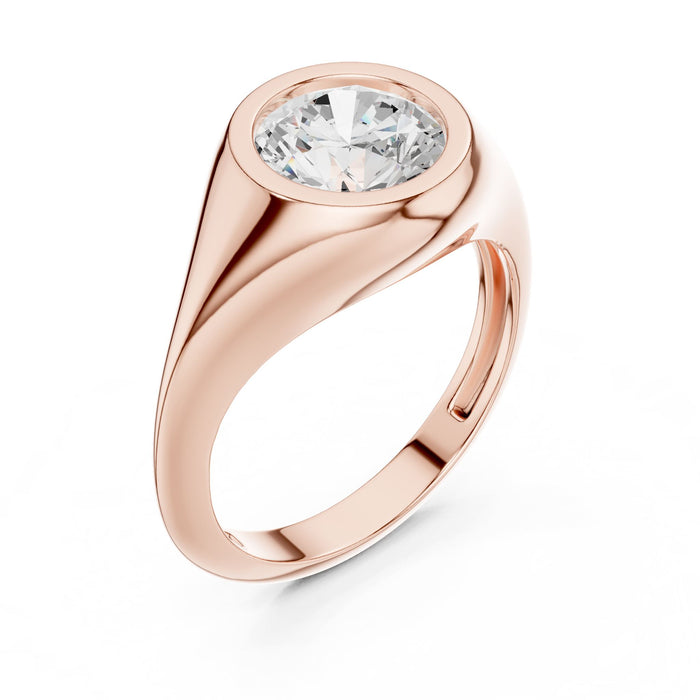 Round Lab Grown Diamond Bezel Engagement Ring rose gold video
