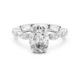 Oval Lab Grown Diamond Side-Stone Engagement Ring