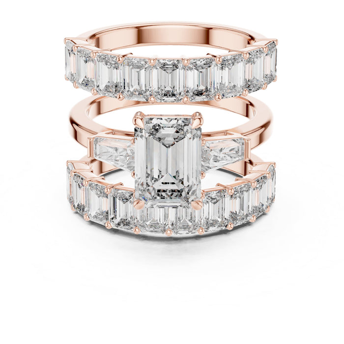 Emerald Lab Grown Diamond Three-Stone Engagement Ring rose gold video