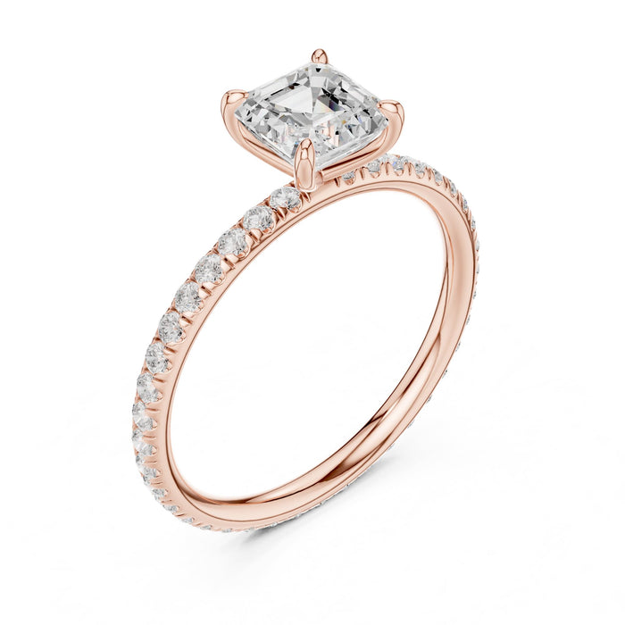 Princess Lab Grown Diamond Pave Engagement Ring rose gold video