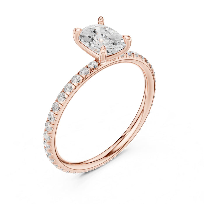 Oval Lab Grown Diamond Pave Engagement Ring rose gold video