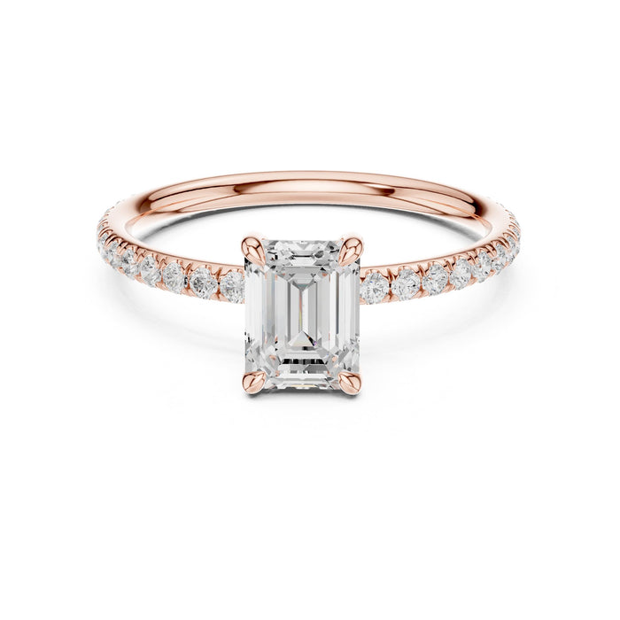 Emerald Lab Grown Diamond Pave Engagement Ring rose gold video